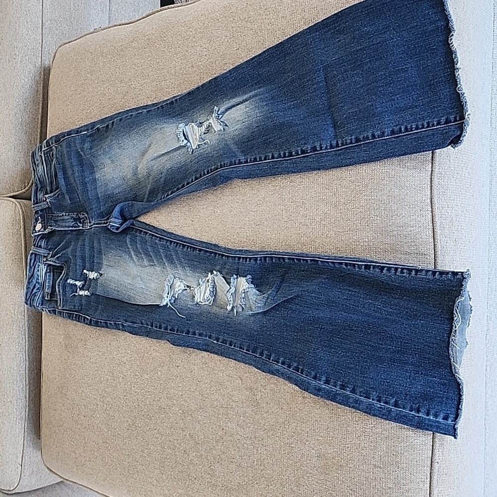 Tricot flare jeans-short